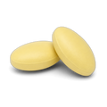 Two pale yellow oval tadalafil 5 mg tablets