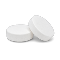 Two white round rapid-dissolve tablets