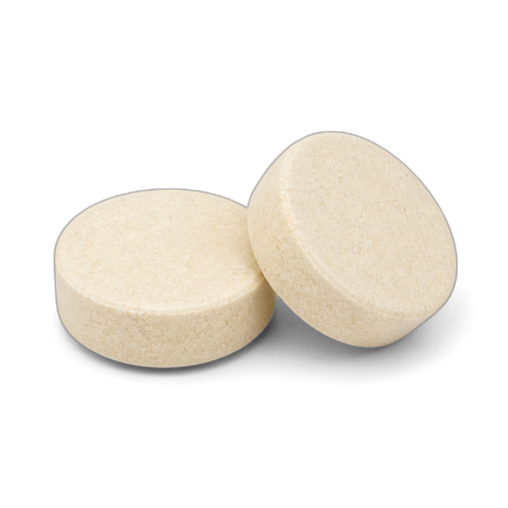Two cream round rapid-dissolve tablets