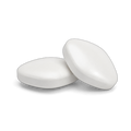 Two white oval sildenafil tablets